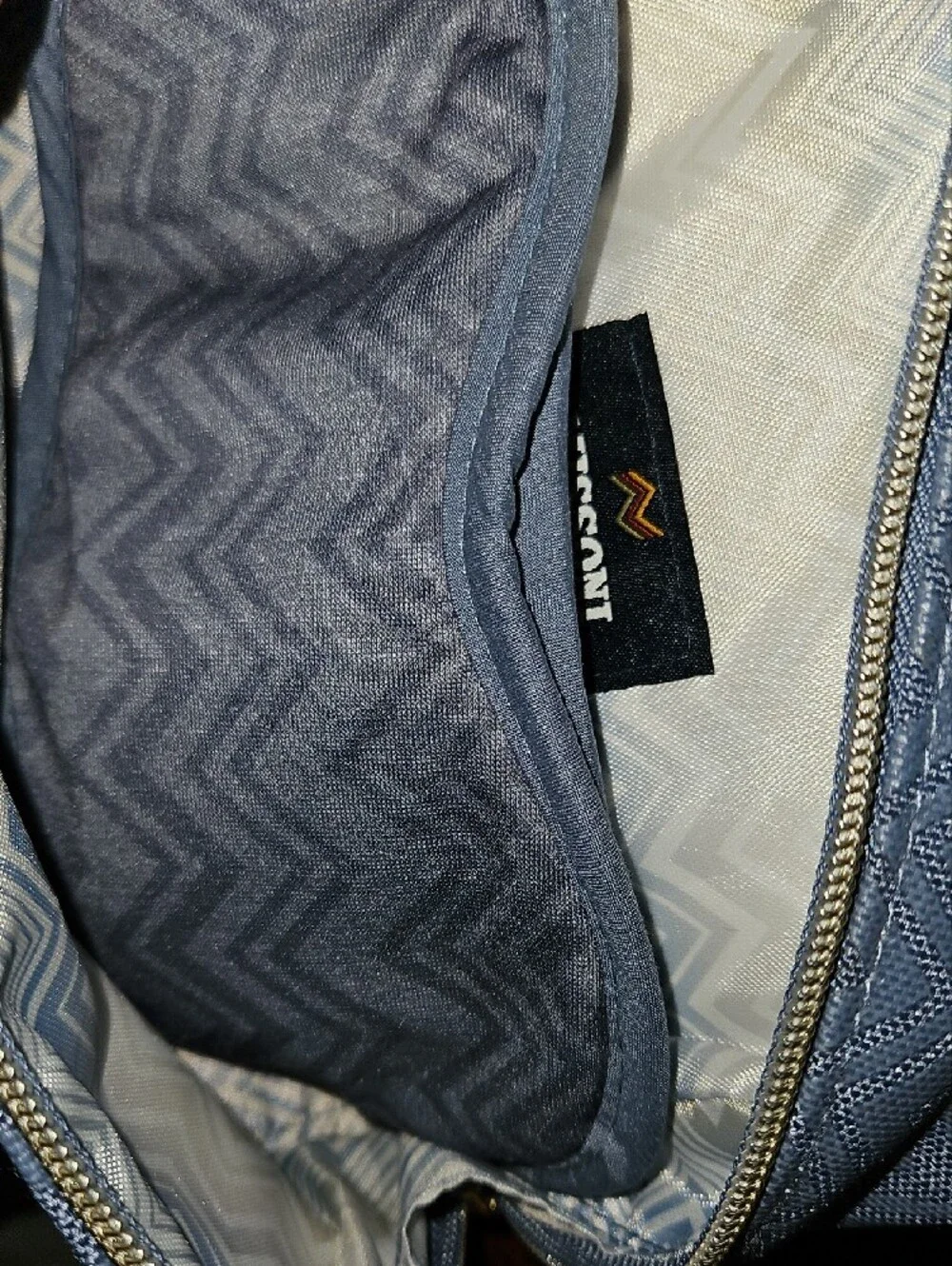 Missoni Light Blue Chevron Makeup Pouch with Matching Sleep Mask